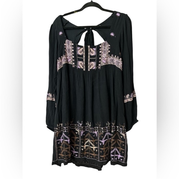 Free People Black Dress with Purple Embroidery - Picture 7 of 7